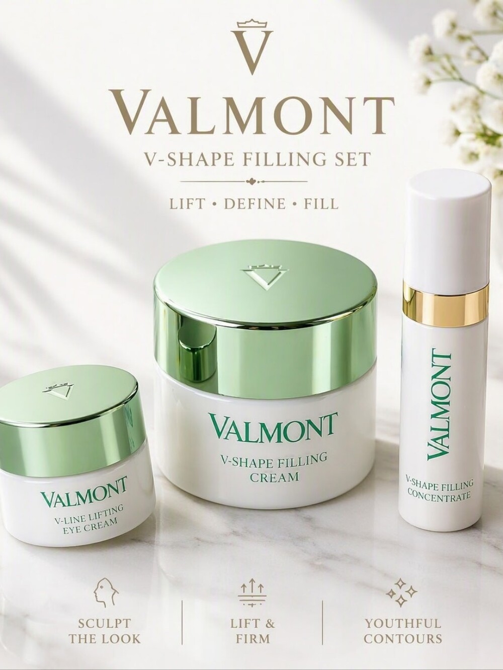 VALMONT V‑Shape & V‑Line Lifting Trio – Luxury Skincare Set